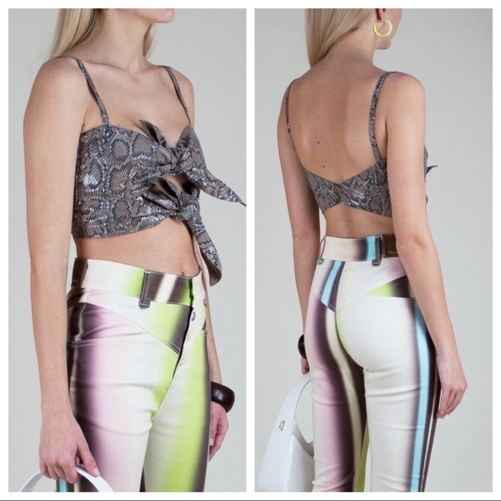 House of Sunny Cristina Crop Top Faux Snakeskin